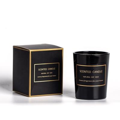 China Smokeless Unique Series Small Neutral Custom Black Glass Crystal Candles Scented Candle In Glass Jar for sale