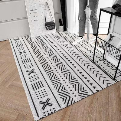 China INS Washable Home Black And White Non-slip Home Cup Mat Floor PVC Balcony Mats Nordic Door Mats for sale