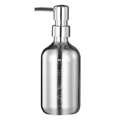 China 500ml Style Ins Style Bathroom Lotion Pump Spray Bottle Empty Hand Sanitizer PP Shampoo Shower Gel Bottles Light Luxury Silver Plating for sale