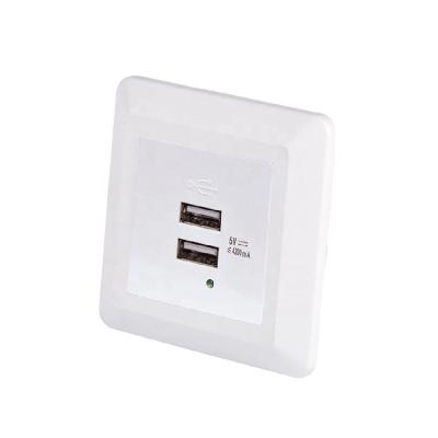 China SF-86-USB-59 86*86mm Wall Mount Flux-Rack Dual Ports Residential / Multi-Purpose USB Charger for sale