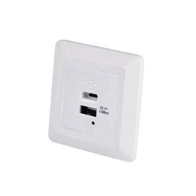 China SF-80-USB-17E 4.2A/5V Residential/General Purpose Type A & Type C 80*80mm Wall Mount Flux USB Charger Wall Switch for sale