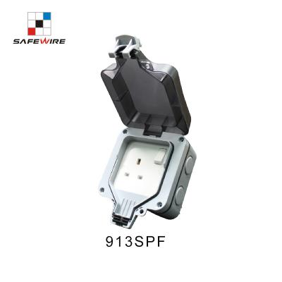 China Industrial PC 13A BS Standard One Waterproof Strip Box Waterproof Switch Socket 913SPF for sale