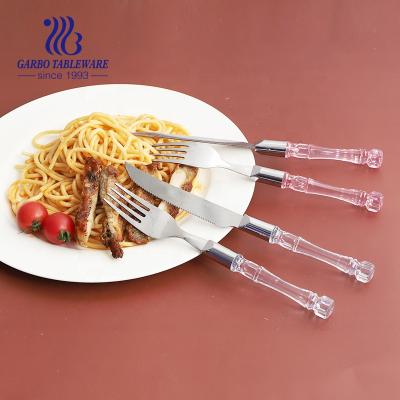 China Wholesale 24PCS Design Stainless Steel Flatware Minimalist Fancy Bamboo Silverware Set Cheap Plastic Handle Cutlery Set for sale