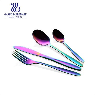 China OEM Viable Fancy Colorful Fancy Hotel Using Flatware 18/0 Stainless Steel Travel Flatware Set for sale