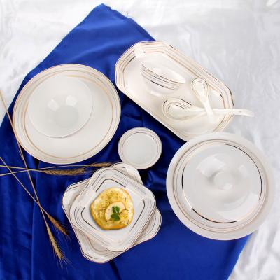 China New Disposable Decorative High Quality 50PCS Tableware Fine Bone China Dinnerware Sets Porcelainware Dinner Set for sale