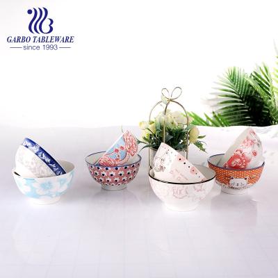 China Viable 4.5 Inch Round Rice Bowl Painting Soup Bowls Under Porcelain Glazed Bowls for sale