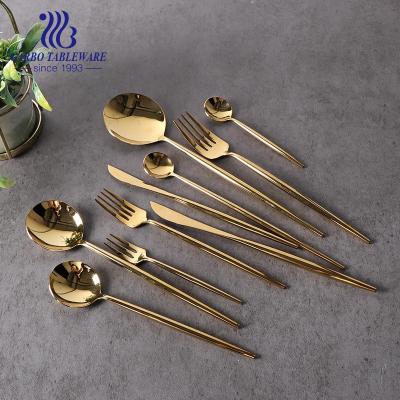 China Stocked high quality mirror polished stainless steel gold cutlery set 10pcs for wholesale for sale