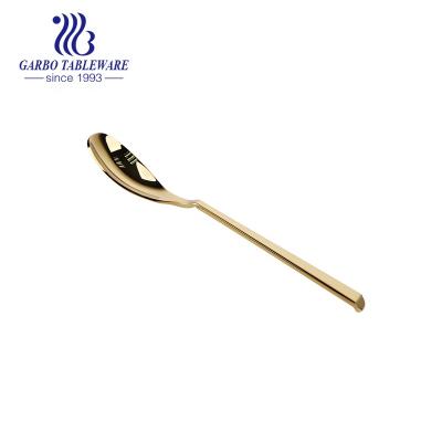 China Stocked Gold Stocked Spoon Tableware Special Handle Around Stainless Steel Dinner Flatware Serving Spoon for sale