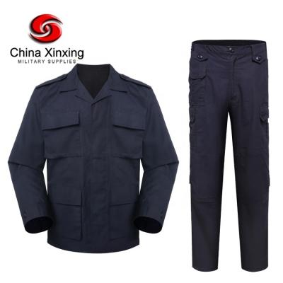 China Xinxing Cambodia Police Security Guard Uniforms BDU Combat Navy Blue Uniform Breathable Uniform Police BD06 for sale