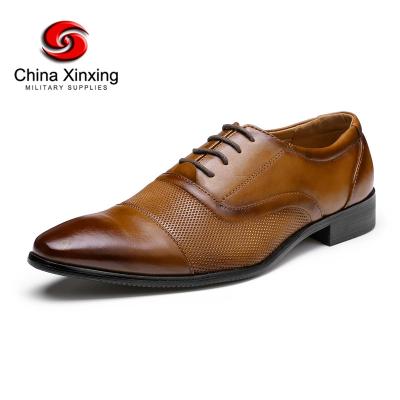 China Anti-smell Xinxing men's leather shoe with shinning laces upper rubber leather outsole for military officer for sale