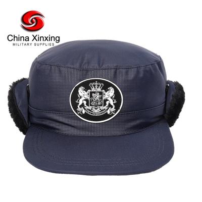 China XinXing JOINT Georgia Police Winter Hat Factory With Earflap Polyester Hat With Lining for sale