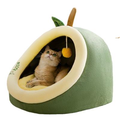 China Warm Chongjie Cat Bed Cotton Cat House Small Dog Sleeping Tent Bed Nest Washable Partially Enclosed Comfortable Soft Cave Large for sale