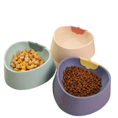 China Sustainable Wholesale Strawberry Shape Eco-friendly Plastic Cat Food Bowl Pet Bowl Anti-Spill Plastic Cat Food Bowl for sale