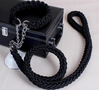 China Hot Sale 1.2m Length Double Strand Double Strand Rope Dog Leashes Viable Color Enhanced Nylon Pull Rope Collar For Dog for sale