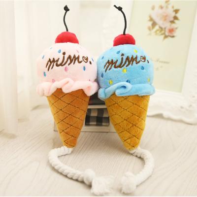 China Custom Viable Cream Dog Toy Dog Teeth Cleaning Chew Toy Pet Accessories Plush Logo Pet Chew Toys Ice for sale