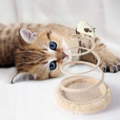 China 2022 New Viable Interactive Toys Cat Scratcher Spring Mouse Turntable Cat Stick Cat Accessories Funny for sale