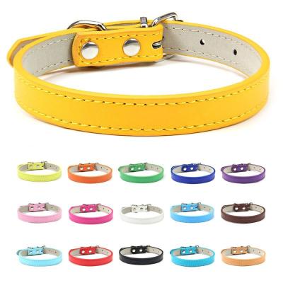 China Personalized Adjustable Soft Dog Pet Collars Pu Neck Strap Cheap Colorful Leather Pet Collars For Small Dog for sale