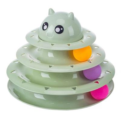 China Viable Interactive Tower Cat Toy Turntable Roller Balls Toys For Kitten Play Games Interactive Pets Cats Supplies Props for sale