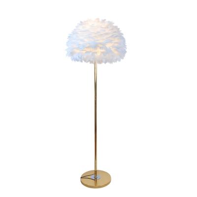 China ZUN GUANG Light Floor Lamp Goose Feather Iron Lampshade Modern Post Light Optional Dimming Switch For Living Room for sale