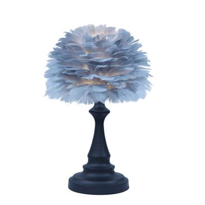 China EUROPEAN ZUN GUANG Goose Feather Bedside Lamp Lampara De Mesa Luxury Lamps For Bedroom Scandinavian Style Interior Decorative Lamp for sale