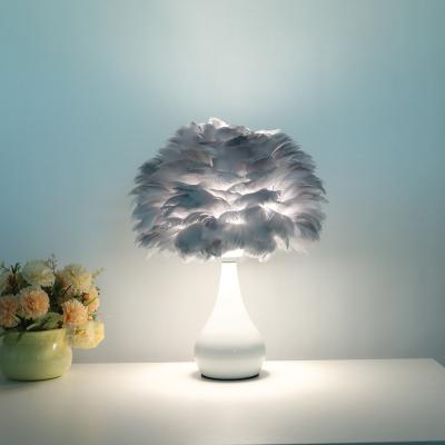 China Modern High Quality Modern Nordic Style Feather Desk Lamp Table Lamp For Bedroom Living Room Bedside for sale