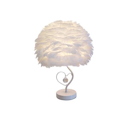 China Villa 2021 Modern Pink Heart-Shaped Living Room Hotel Direct Selling Crystal Hemisphere Feather Desk Lamp Factory In Stock for sale