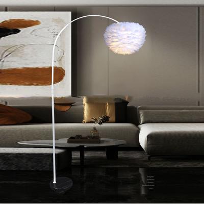 China Custom High Quality Modern Goose Feather Hemisphere Hang Down Standard Living Room Floor Lamps for sale