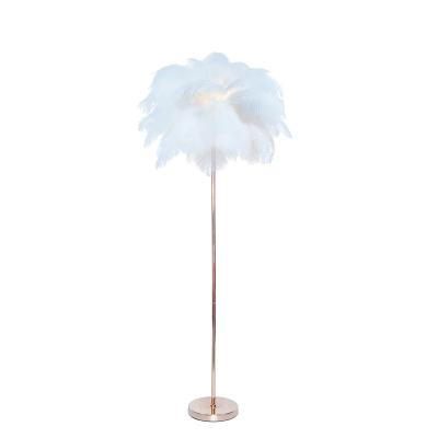 China Modern Nordic Hot Selling Modern Home Decor Designer Fashion Feather Standing Floor Lamps for sale