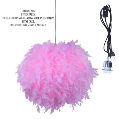 China Modern Factory direct selling minimalist overlapping 40cm feather round ball droplight feather chandelier plug for bedroom in stock for sale