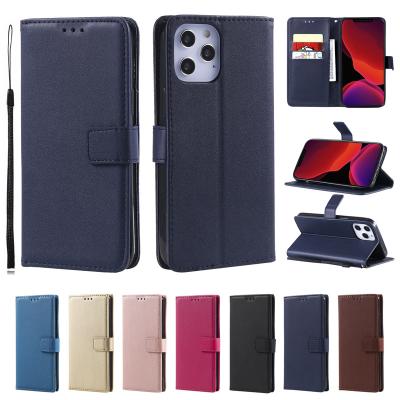 China Shockproof high quality pu leather wallet flip case for iphone 14 pro max with strap and kickstand function for iphone xr xs max 7/8 plus for sale