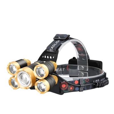 China The new 5LED pilot lamp lamp 5LED pilot lamp lithium T6 outdoor waterproof induction fishing miner with high power for sale