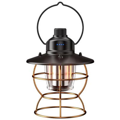 China Fishing Emergency Camping Light Retro Usb Flame Lamps Vintage Metal Lantern Rechargeable Led Hanging Outdoor Lighting for sale