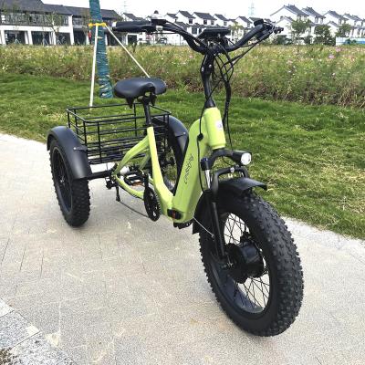 China 20 Inch 250/500w Aluminum Fat Tire 3 Wheel Electric Bike Door To Door Shipping Electric Tricycle For Adult for sale