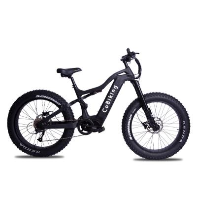 China Carbon fiber suspension full suspended 2022 bafng 1000w low shipping mid motor MMG510 26inch electric mountain bike carbon fiber for sale