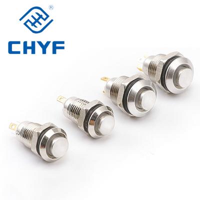 China 8mm Metal Push Button Switch 2/4 Pins Resettable/Momentary Lock Latch Waterproof Miniature Buttons Ultra Small Normally Open 3A YF-16-D-JN for sale