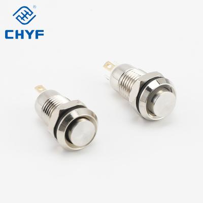 China 8mm Mini Self-Locking Metal Knob Button Switch 2 Pin / Latch Self Reset Butt YF-19-P11F (Z) - E / 8mm Mini Snap Waterproof Metal Knob for sale