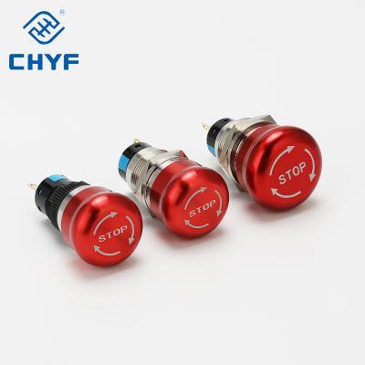 China Red Metal 16mm 19mm 22mm 3A 220V Dome Small Mini Push Button Switch Mushroom Stainless Steel Push Button Switch Waterproof Emergency Stop Switch for sale