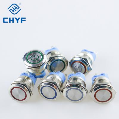 China Flat Head Self Return Stainless Steel Momentary Latching Switch 12v LED Push Button Button Metal 8mm YF-8-G10F CHYF IP65 2A YF-8-G10F for sale