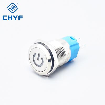 China 16mm Momentary 19mm High Reset Metal Push Button Switch 19mm Without LED Circular Power Switch YF-8-G10Z-E for sale