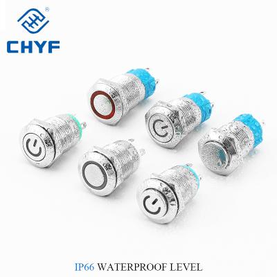 China Small LED Switch 12mm Mini Switch CE ROHS Self Lock Pin Feet Metal Waterproof Push Button Switch CE ROHS Maintained Push Button Switch With Light YF12-P10Z-E for sale