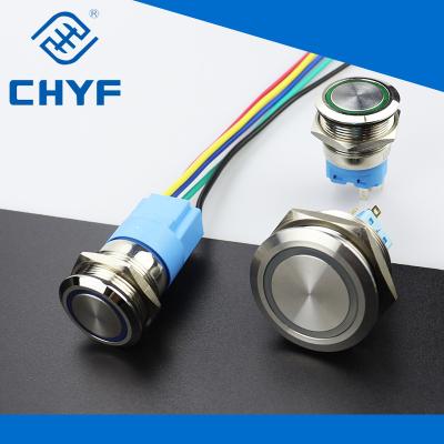 China Stainless Steel Push Button Switches Small 16mm Metal Push Button Switch 3v 6v 12v 24v 110v 220v With Led Light YF-16-P10F-JN for sale