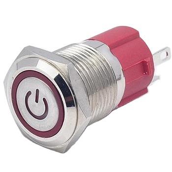 China Momentary 10A Power Symbol LED Light Metal Push Button Switch Waterproof Dustproof Momentary 16mm IP65 220V 220V 12V 3A CHYF YF-16D-10A for sale