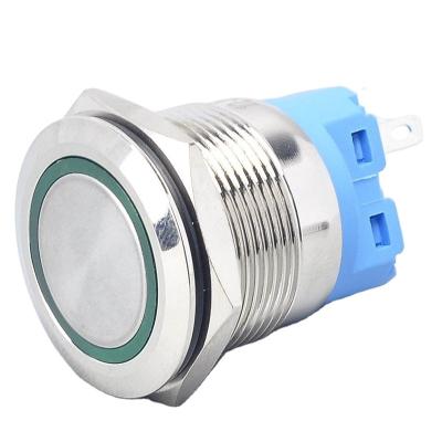 China Hot Sale Momentary 19mm 5 Pin Small Mini Momentary Metal Push Button Electrical Tact Switch, Led POW Ring Illuminated Push Button Switch for sale