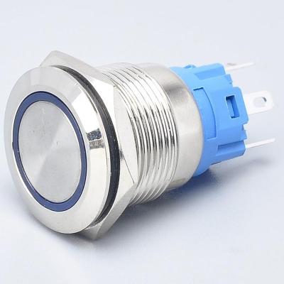 China 19mm Stainless Steel Push Button Switch Self Lock Metal Aluminum Waterproof Momentary Push Button Switch with LED Blue Yellow White Light for sale