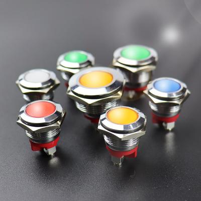 China 6/8/12/16/19/22mm Waterproof Metal LED Warning Light Signal Lamp With 220V Red/Yellow/Blue/Green/White Wire 6V 12V 24V 110V YF-16-P11F (Z) - E for sale