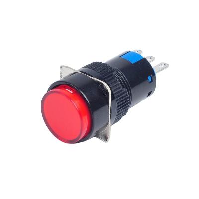 China Momentary illuminated plastic push button switch button push switch16mm IP65 or waterproof latching push button switch YF-16 for sale