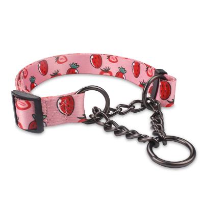 China Personalized Design Strawberry Patterned Martingale Custom Dog Collar with Release Buckle Chain. for sale