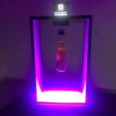 China Promotion And Advertising Acrylic Magnetic Floating Bottle Stand Glorifier , Indoor Bottle Advertising Display Te koop