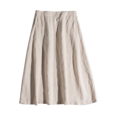 China Custom 100% Sheer Linen Women Clothing Breathable Knee Length Sheer Linen Womens Skirt For Summer for sale