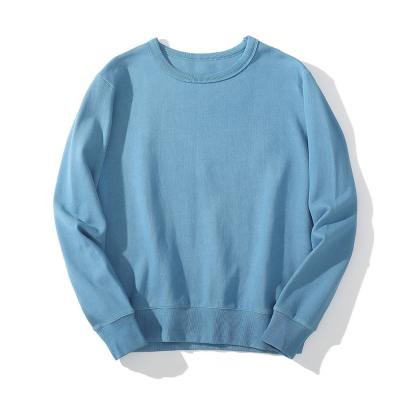 China Custom Factory-Dye 100% Natural Cotton Anti-Wrinkle Men's/Women's Hoodie Blue Sweatshirts for sale